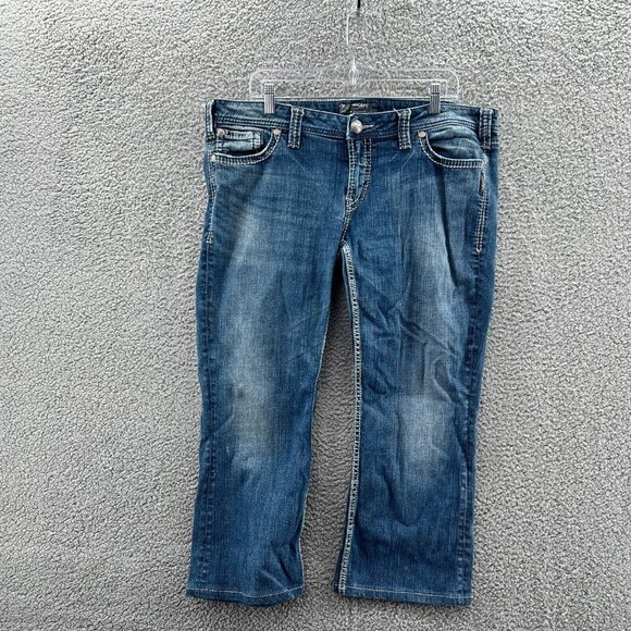 Silver Aiko Jeans Womens 36 Boot Cut Blue Stretch Denim *